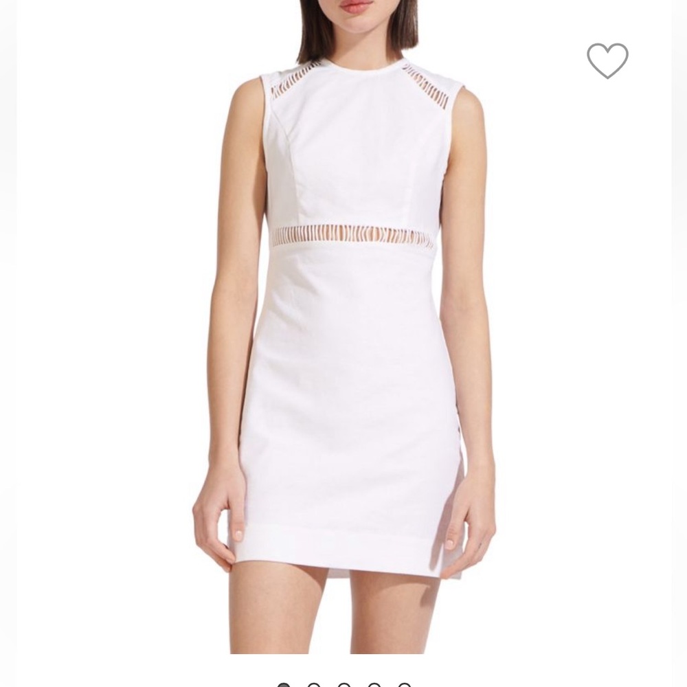 STAUD White Sleeveless Mini Dress with Cutout Trim